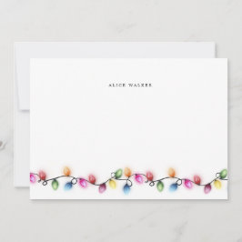 Tarjeta de nota con luces de cadena de monograma d