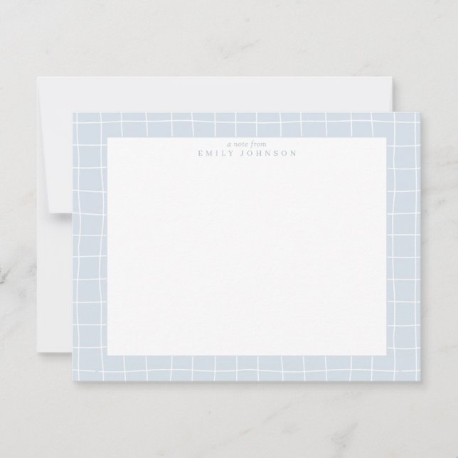 Tarjeta de nota con marco de cuadrícula azul claro (Anverso)