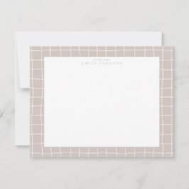 Tarjeta de nota con marco de cuadrícula beige