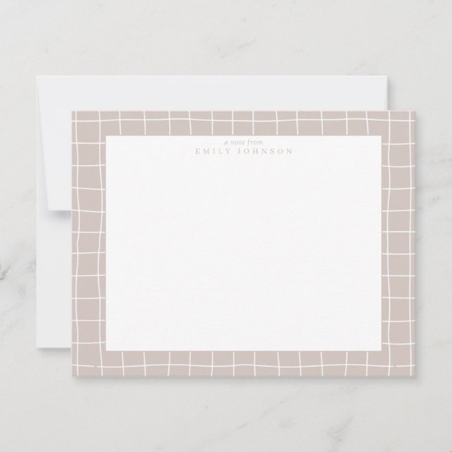 Tarjeta de nota con marco de cuadrícula beige (Anverso)