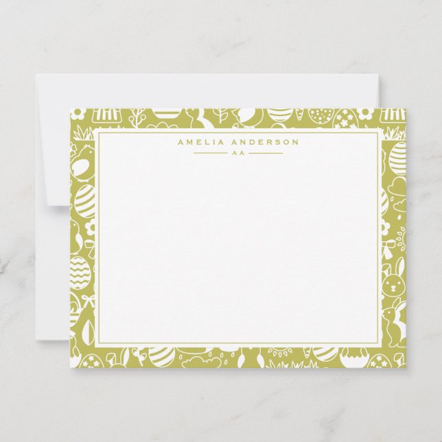 Tarjeta de nota con marco de huevo de Pascua verde (Anverso)