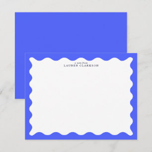 Tarjeta de nota con marco ondulado azul cobalto