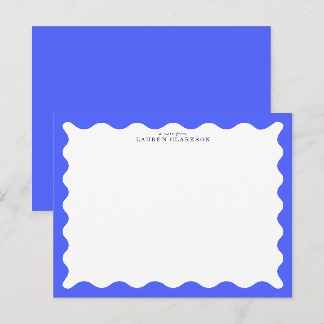 Tarjeta de nota con marco ondulado azul cobalto (Anverso / Reverso)
