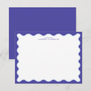 Tarjeta de nota con marco ondulado azul pervinca y