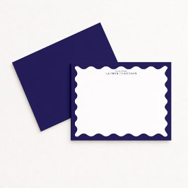 Tarjeta de nota con marco ondulado azul tormentoso