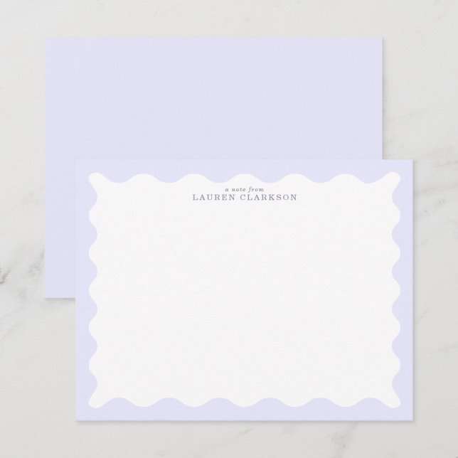 Tarjeta de nota con marco ondulado lavanda pastel (Anverso / Reverso)