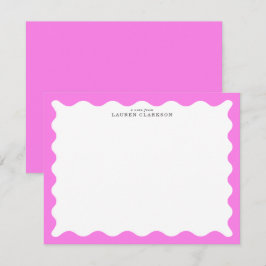 Tarjeta de nota con marco ondulado rosa chicle