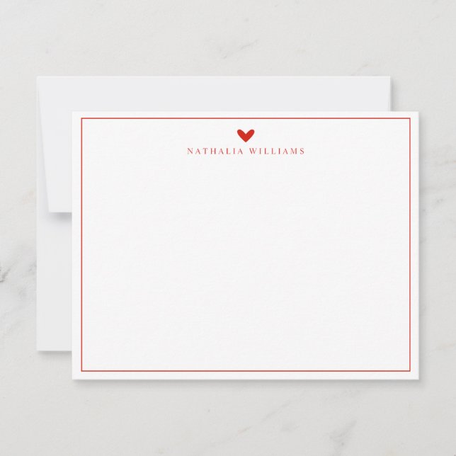Tarjeta de nota con monograma de borde de corazón  (Anverso)