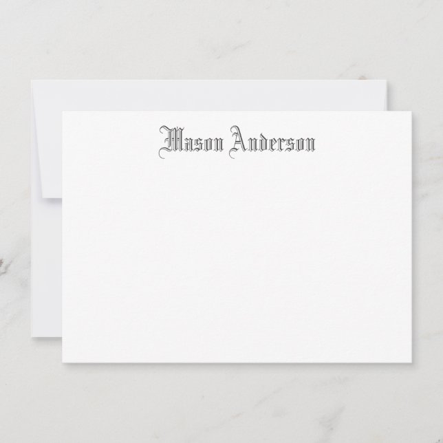 Tarjeta de nota con monograma de letra script vint (Anverso)