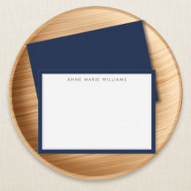 Tarjeta de nota con nombre de dos bordes azul mari