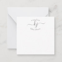 Tarjeta de nota con nombre de monograma gris minim