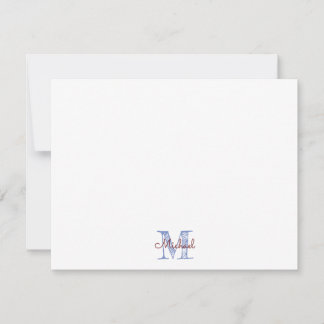 Tarjeta de nota con nombre personalizado Monograma