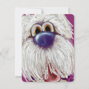 Tarjeta de nota con perro ansioso y feliz pintada