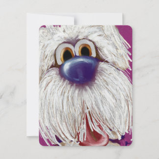 Tarjeta de nota con perro ansioso y feliz pintada 