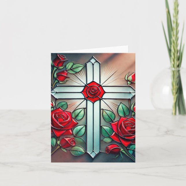 Tarjeta de nota cruzada y Rosa (Anverso)