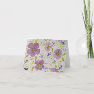 Tarjeta de nota/cumpleaños floral Lila y Púrpura