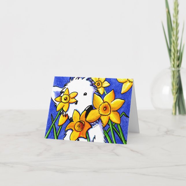 Tarjeta de nota Daffodil Westie Blank (Anverso)