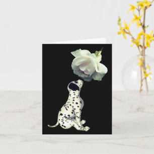 Tarjeta De Nota Dalmatiana De Cachorro Y Rosa Blan