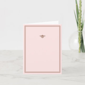 Tarjeta de nota de abeja rosa