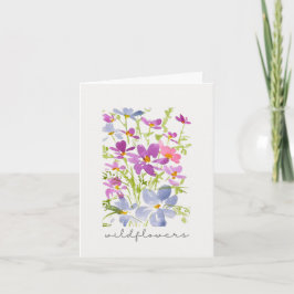Tarjeta de nota de acuarela boho flor silvestre ro