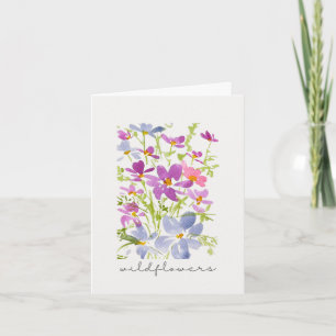 Tarjeta de nota de acuarela boho flor silvestre ro