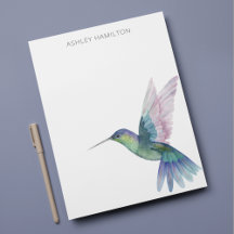 Tarjeta de nota de acuarela de colibrí personaliza