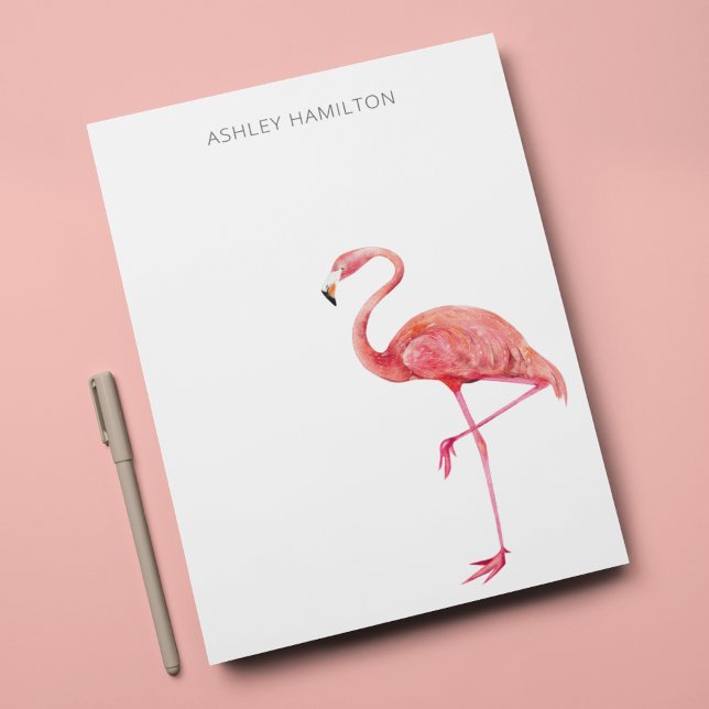 Tarjeta de nota de acuarela de flamenco personaliz (Subido por el creador)