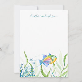 Tarjeta de nota de Acuarela de Peces Tropicales Co