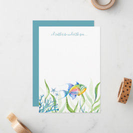 Tarjeta de nota de Acuarela de Peces Tropicales Co