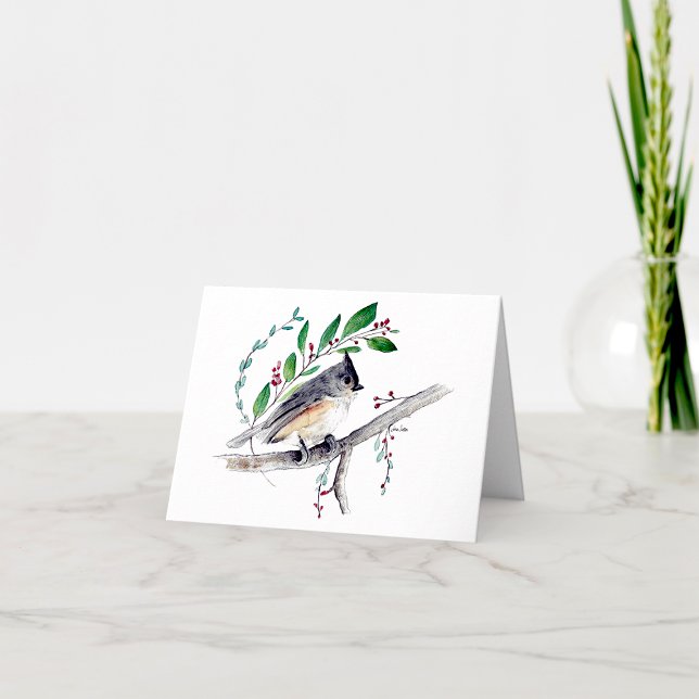 Tarjeta de nota de acuarela de Titmouse Tufted (Tufted Titmouse Watercolor Blank Note Cards from Jenn Steffen Art)
