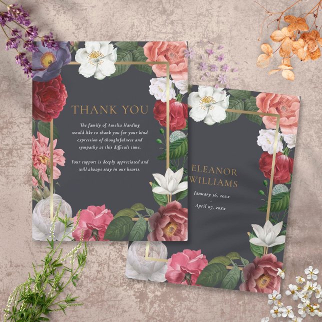 Tarjeta de nota de agradecimiento a funeral Floral (Subido por el creador)