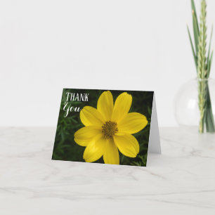 Tarjeta de nota de agradecimiento a la flor amaril