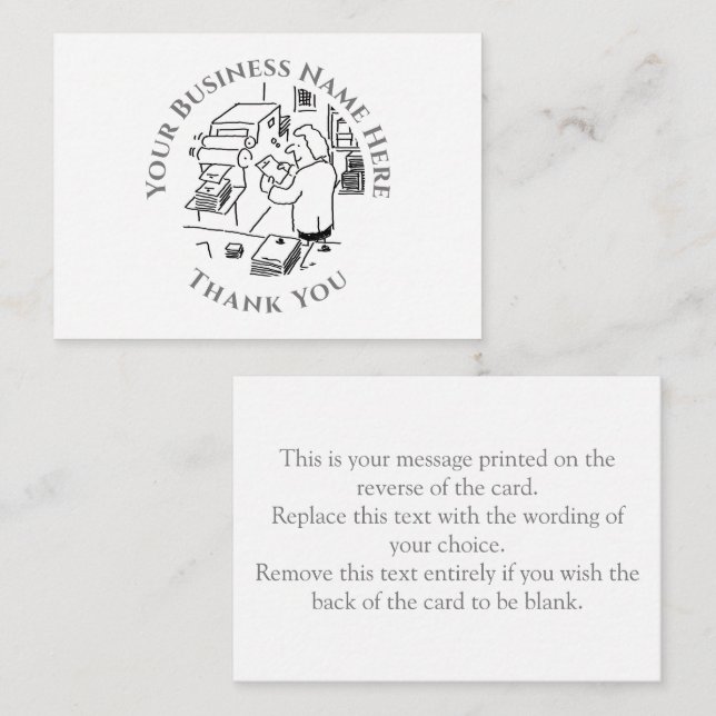 Tarjeta de nota de agradecimiento a las impresoras (Anverso / Reverso)