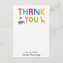 Tarjeta de nota de agradecimiento a los animales a