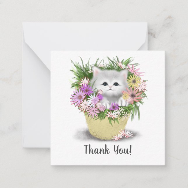 Tarjeta de nota de agradecimiento a los gatitos en (Anverso)