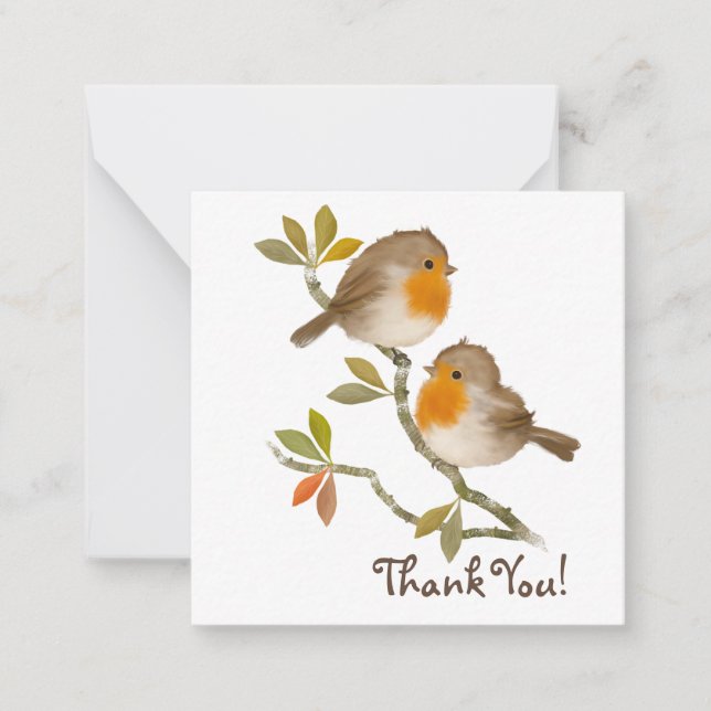 Tarjeta de nota de agradecimiento a los Robin Bird (Anverso)