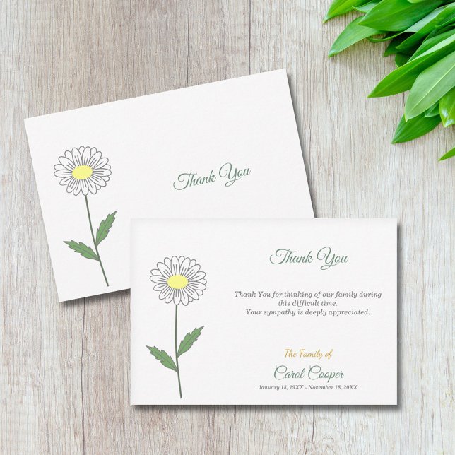 Tarjeta de nota de agradecimiento a Pastel Daisy F (Pastel Daisy Funeral Thank You Note Card)