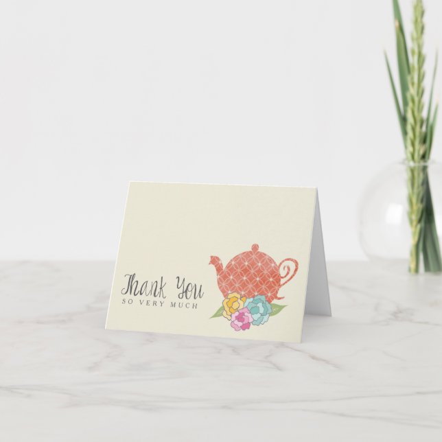 Tarjeta de nota de agradecimiento a Vintage Teapot (Anverso)