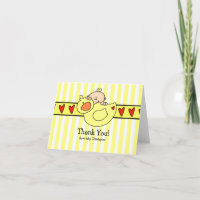 Tarjeta de nota de agradecimiento al bebé ducky de