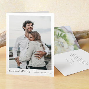 Tarjeta de nota de agradecimiento al Boda fotográf