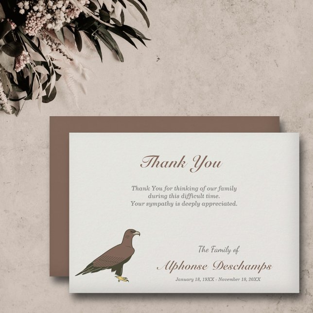 Tarjeta de nota de agradecimiento al funeral de ág (Golden Eagle Funeral Thank You Note Card)
