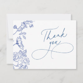 Tarjeta de nota de agradecimiento azul