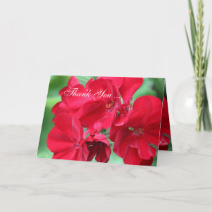 Tarjeta de nota de agradecimiento con flores rojas
