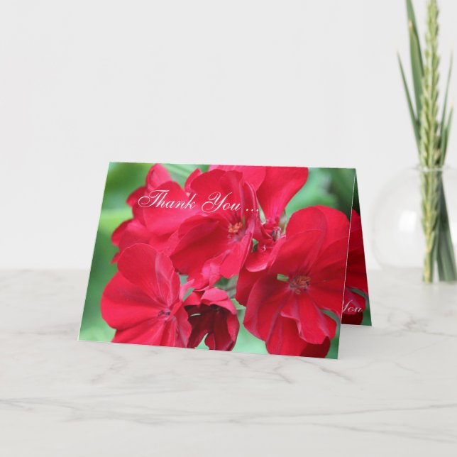 Tarjeta de nota de agradecimiento con flores rojas (Anverso)