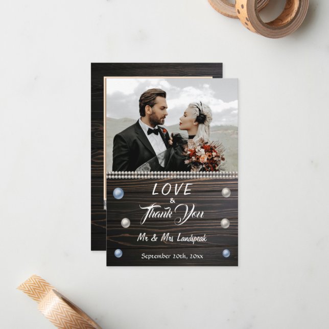 Tarjeta de nota de agradecimiento Country Wood Whi (Anverso/Reverso In Situ)