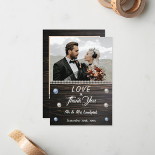 Tarjeta de nota de agradecimiento Country Wood Whi