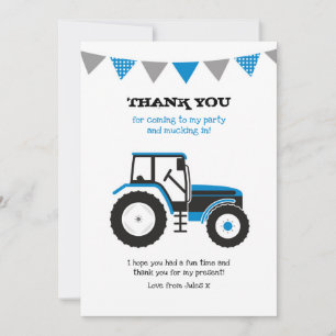 Tarjeta de nota de agradecimiento de Blue Tractor