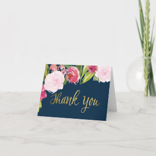 Tarjeta de nota de agradecimiento de boda - Azul m