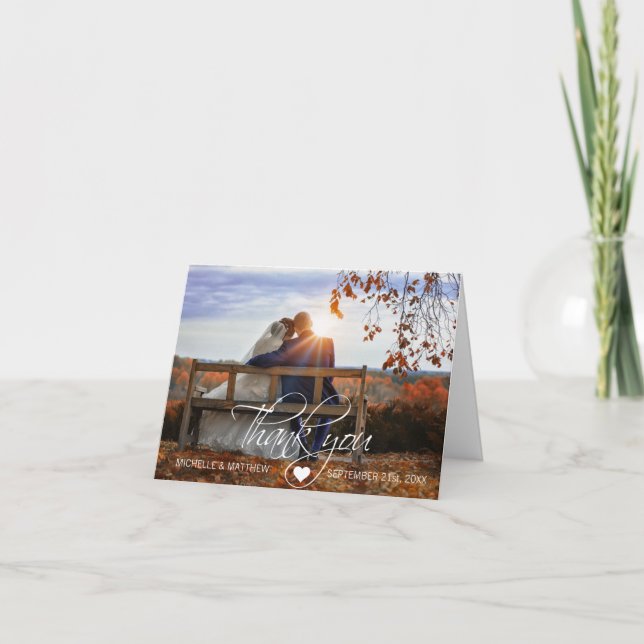 Tarjeta de nota de agradecimiento de boda con escr (Anverso)