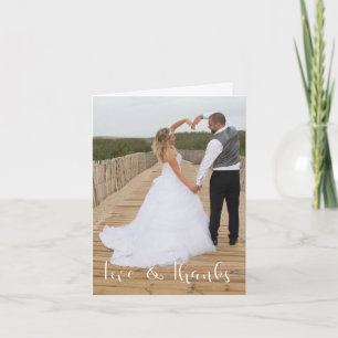 Tarjeta de nota de agradecimiento de boda de amor